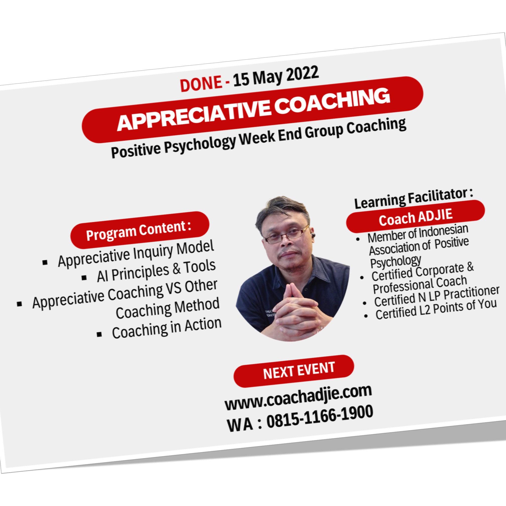 Appreciative Coaching 15 May 2022